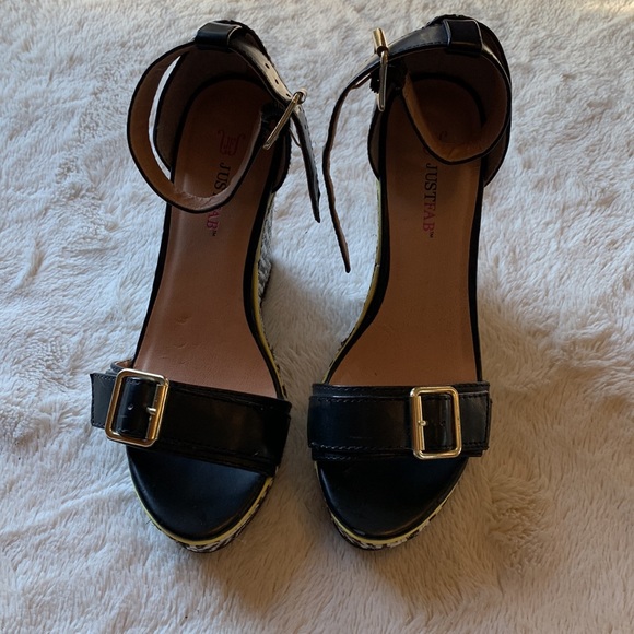 NWOT Just Fab Wedge Strappy Heels - Picture 3 of 9